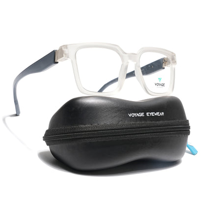 Voyage Matt Transparent Wayfarer Eyeglasses for Men & Women (52206FMG7719)