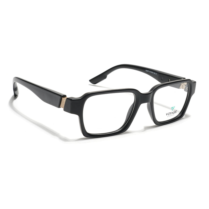 Voyage Black Rectangle Eyeglasses for Men & Women (52207FMG7720)
