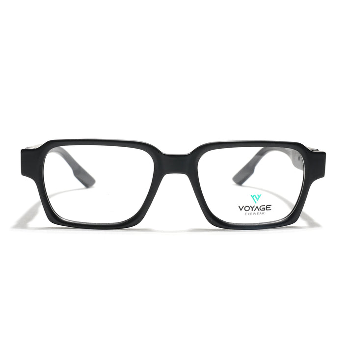 Voyage Black Rectangle Eyeglasses for Men & Women (52207FMG7720)