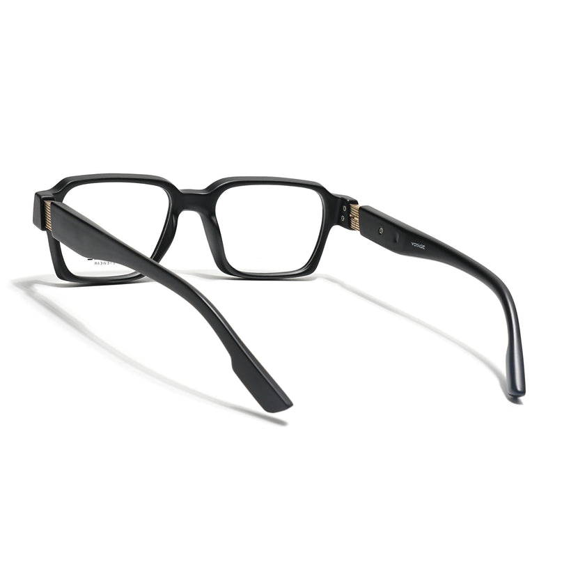 Voyage Black Rectangle Eyeglasses for Men & Women (52207FMG7720)