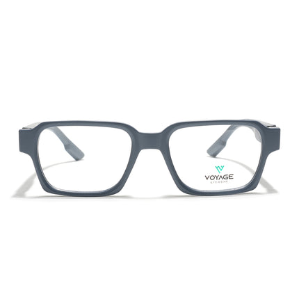 Voyage Grey Rectangle Eyeglasses for Men & Women (52207FMG7721)