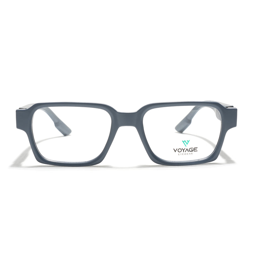 Voyage Grey Rectangle Eyeglasses for Men & Women (52207FMG7721)