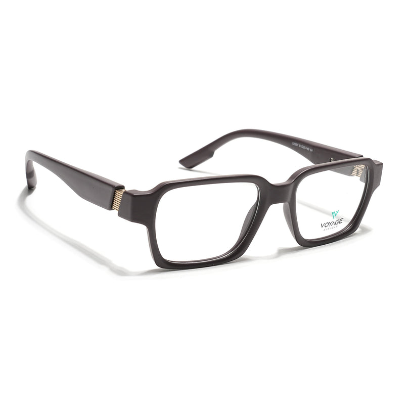 Voyage Brown Rectangle Eyeglasses for Men & Women (52207FMG7723)