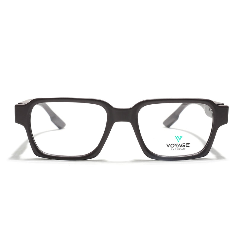 Voyage Brown Rectangle Eyeglasses for Men & Women (52207FMG7723)