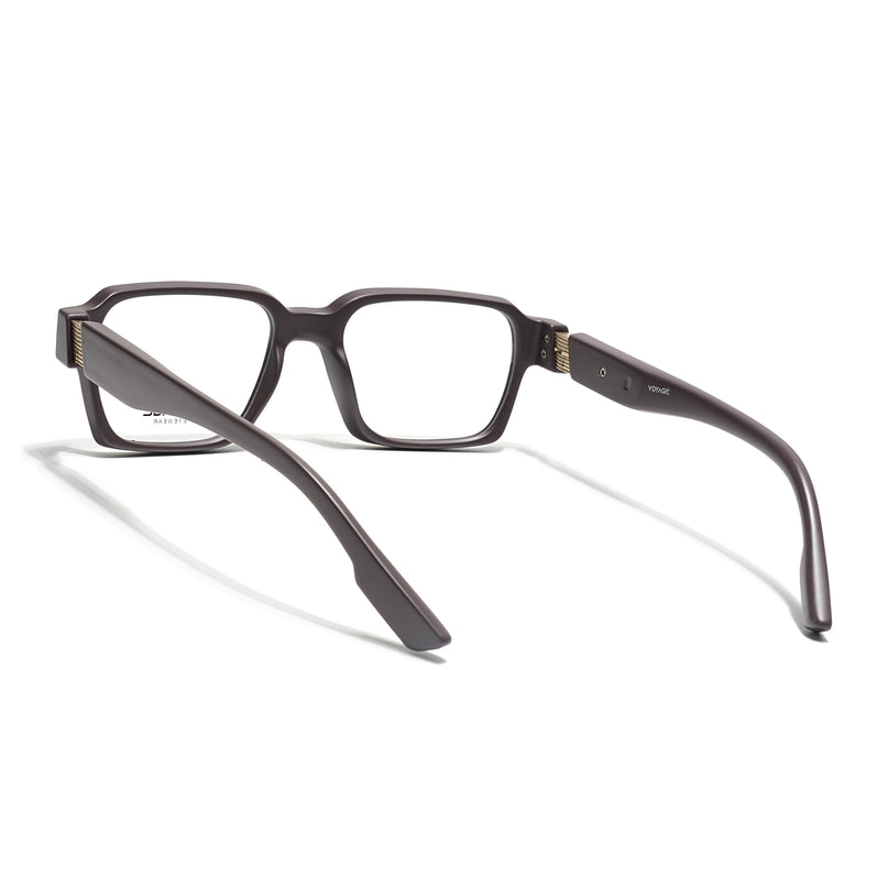 Voyage Brown Rectangle Eyeglasses for Men & Women (52207FMG7723)