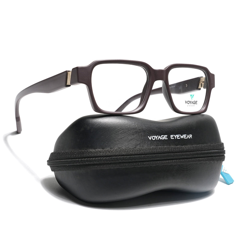 Voyage Brown Rectangle Eyeglasses for Men & Women (52207FMG7723)