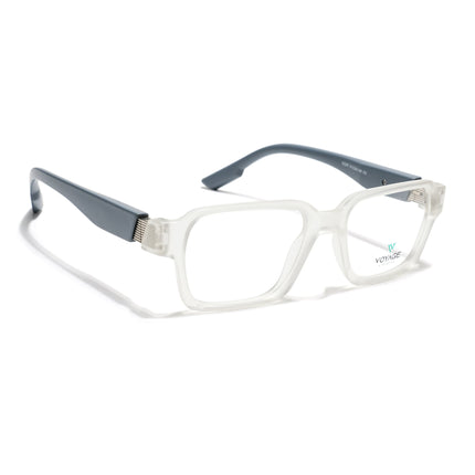 Voyage Matt Transparent Rectangle Eyeglasses for Men & Women (52207FMG7725)