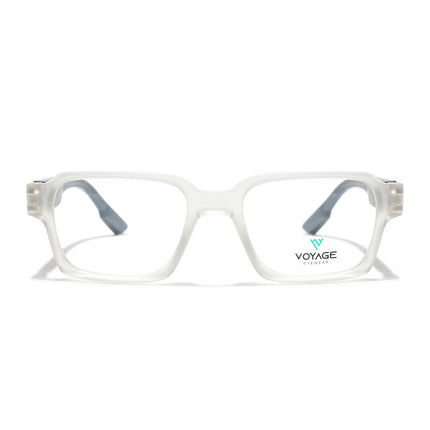 Voyage Matt Transparent Rectangle Eyeglasses for Men & Women (52207FMG7725)