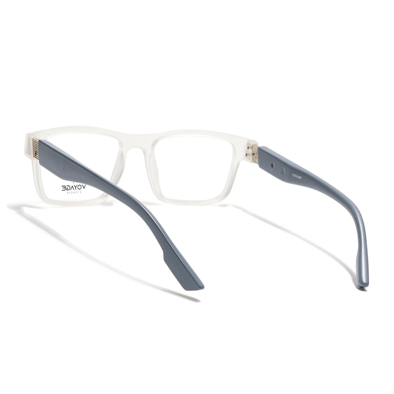 Voyage Matt Transparent Wayfarer Eyeglasses for Men & Women (52209FMG7737)