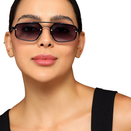 Eagle - Black Rectangle Sunglasses I Purple Lenses (5229CL855)