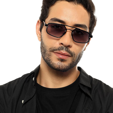 Eagle - Black Rectangle Sunglasses I Purple Lenses (5229CL855)