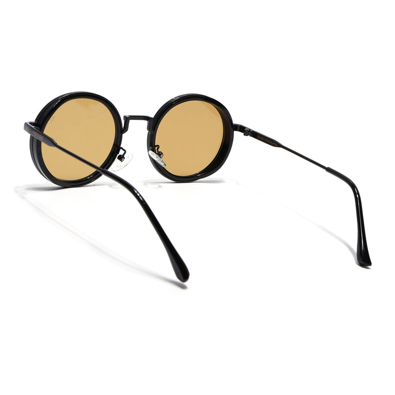 Round Sunglasses for Men & Women (Brown Lens | Black Frame - MG7116)