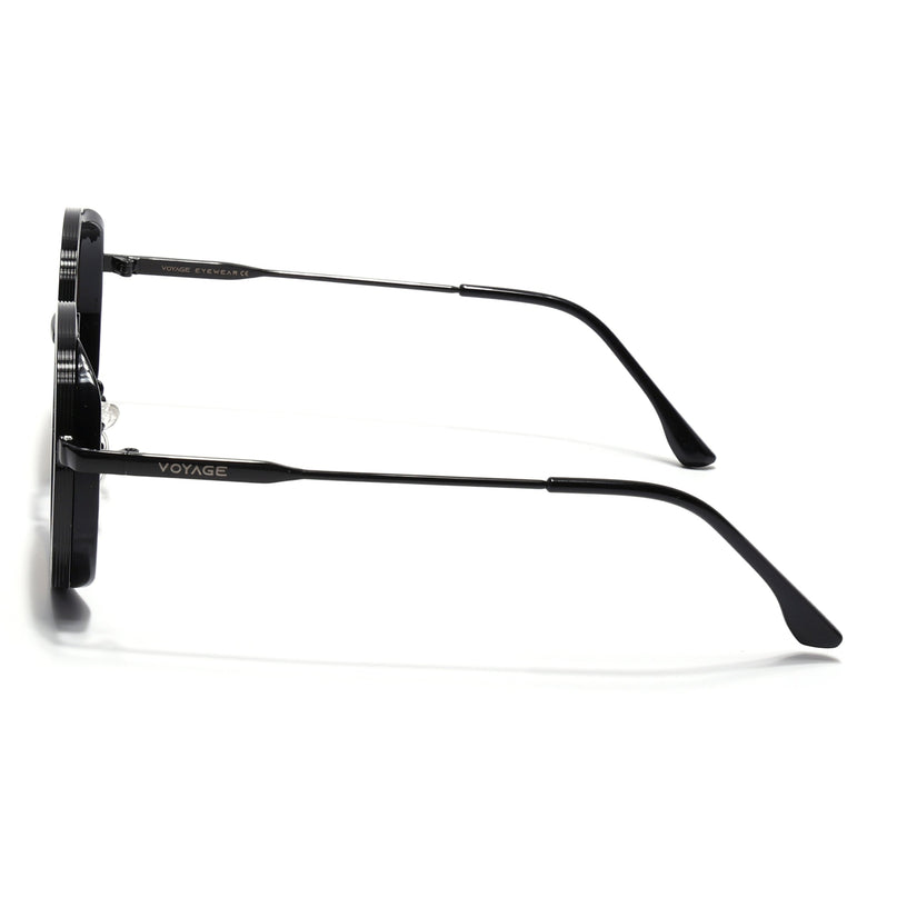 Round Sunglasses for Men & Women (Brown Lens | Black Frame - MG7116)