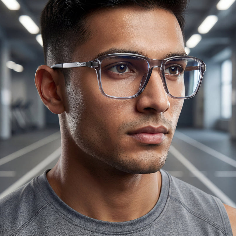 Voyage Striker Grey Square Eyeglasses for Men & Women - MG6130-C4