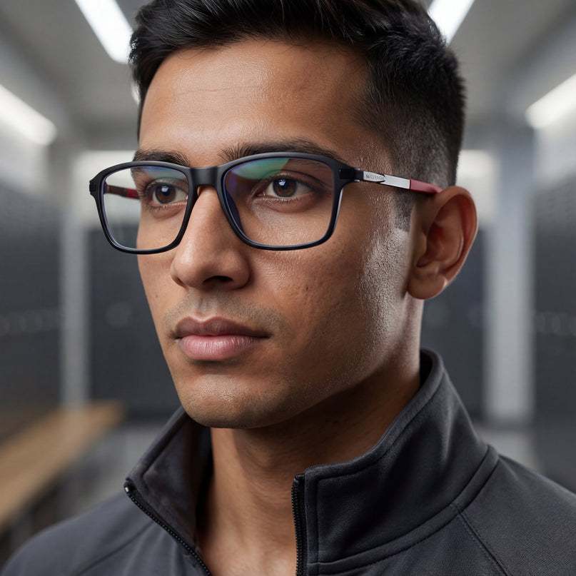 Voyage Striker Black Square Eyeglasses for Men & Women - MG6132-C6