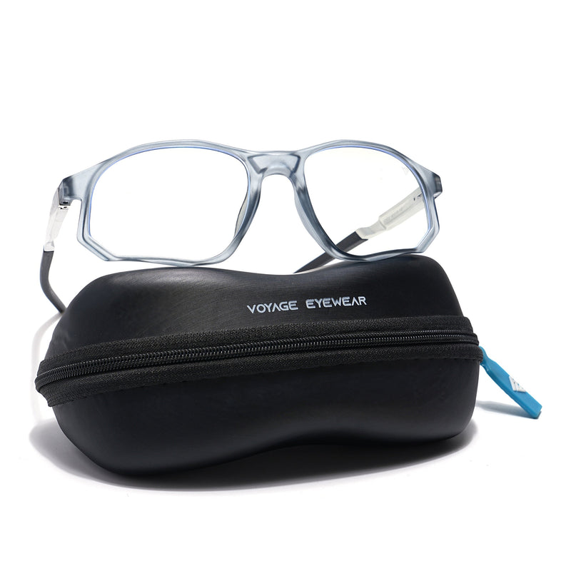 Voyage Striker Light Grey Rectangle Eyeglasses for Men & Women - MG6135-C3