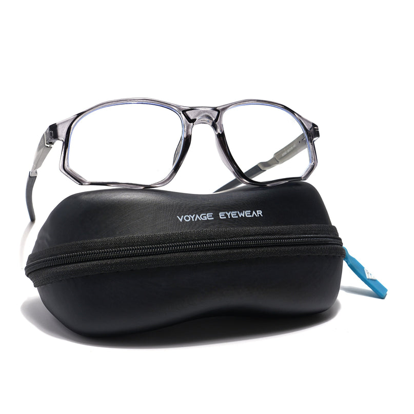 Voyage Striker Grey Rectangle Eyeglasses for Men & Women - MG6136-C4