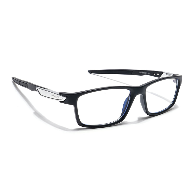 Voyage Striker Black Rectangle Eyeglasses for Men & Women - MG6139-C1