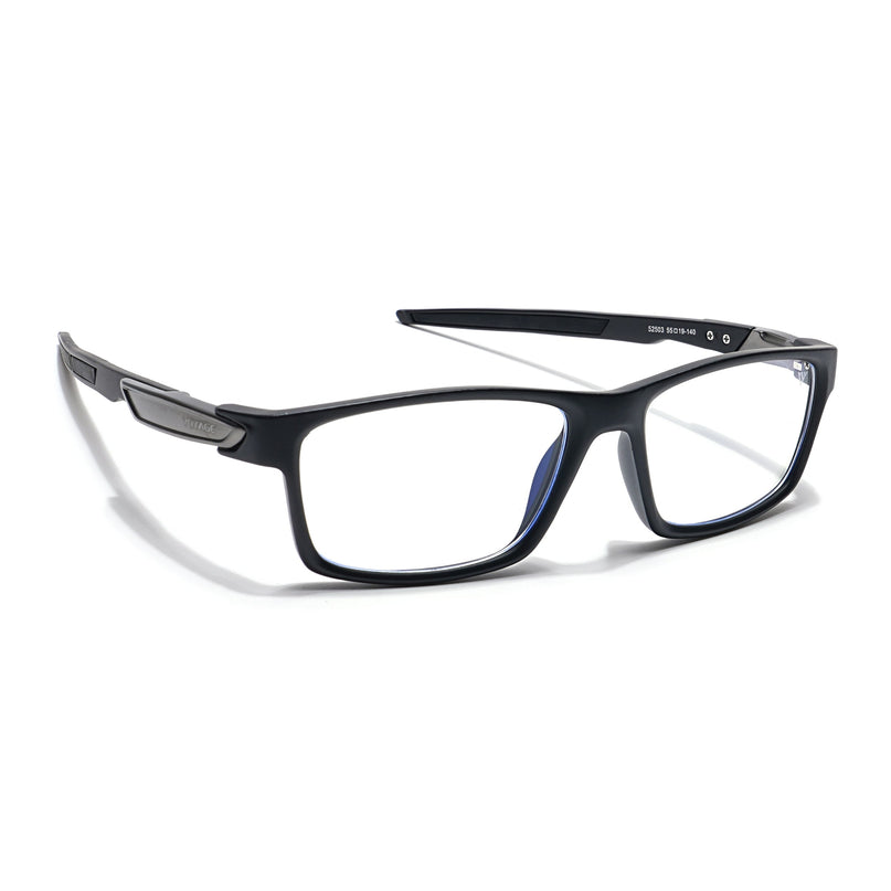 Voyage Striker Black Rectangle Eyeglasses for Men & Women - MG6140-C2
