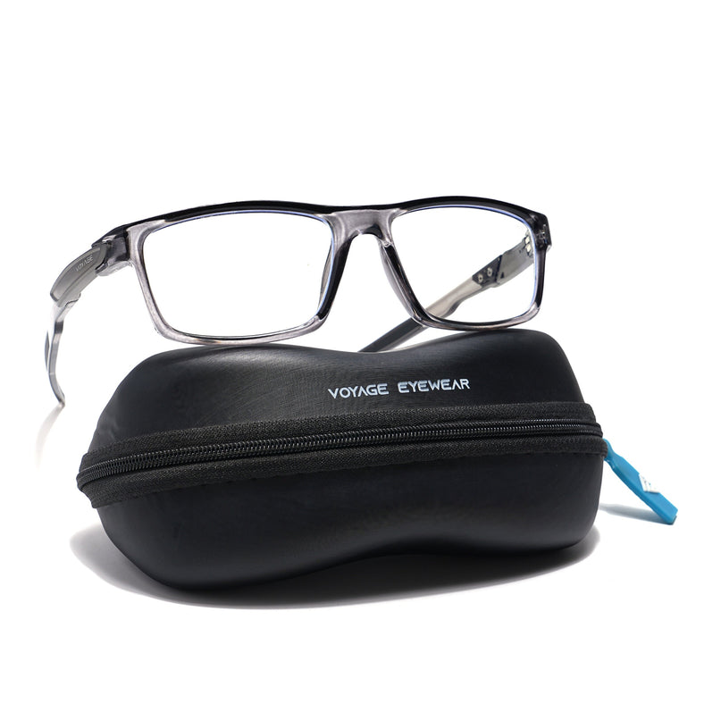 Voyage Striker Grey Rectangle Eyeglasses for Men & Women - MG6142-C4