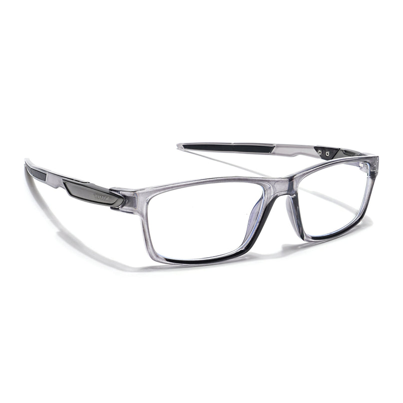 Voyage Striker Grey Rectangle Eyeglasses for Men & Women - MG6142-C4