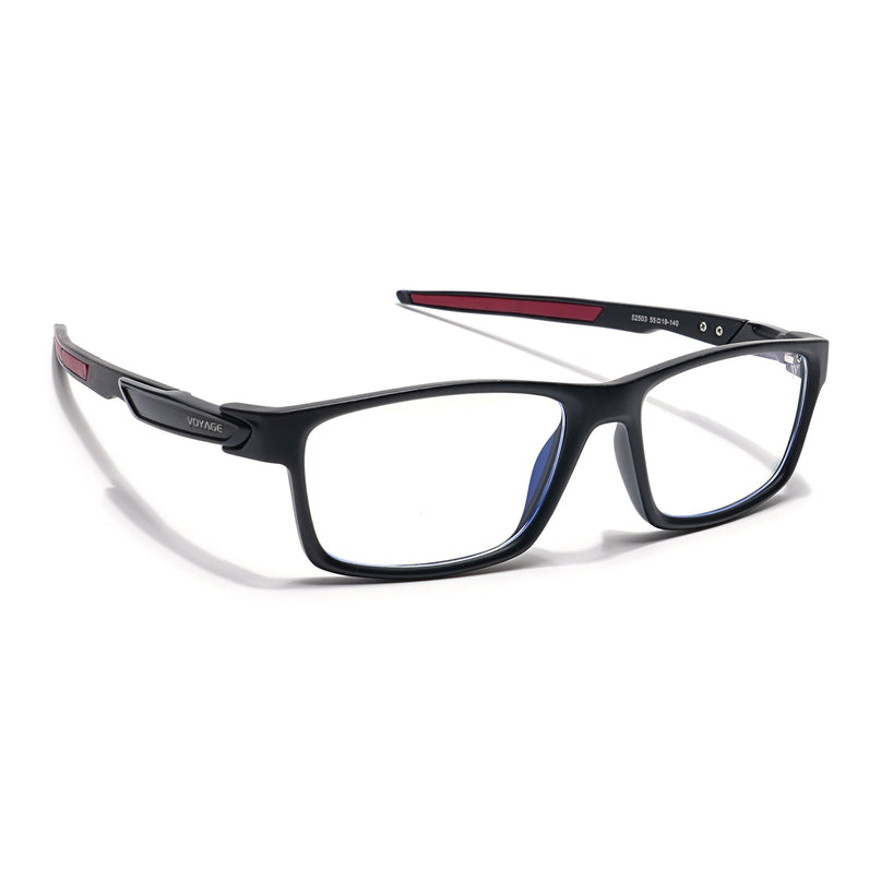 Voyage Striker Black Rectangle Eyeglasses for Men & Women - MG6144-C6