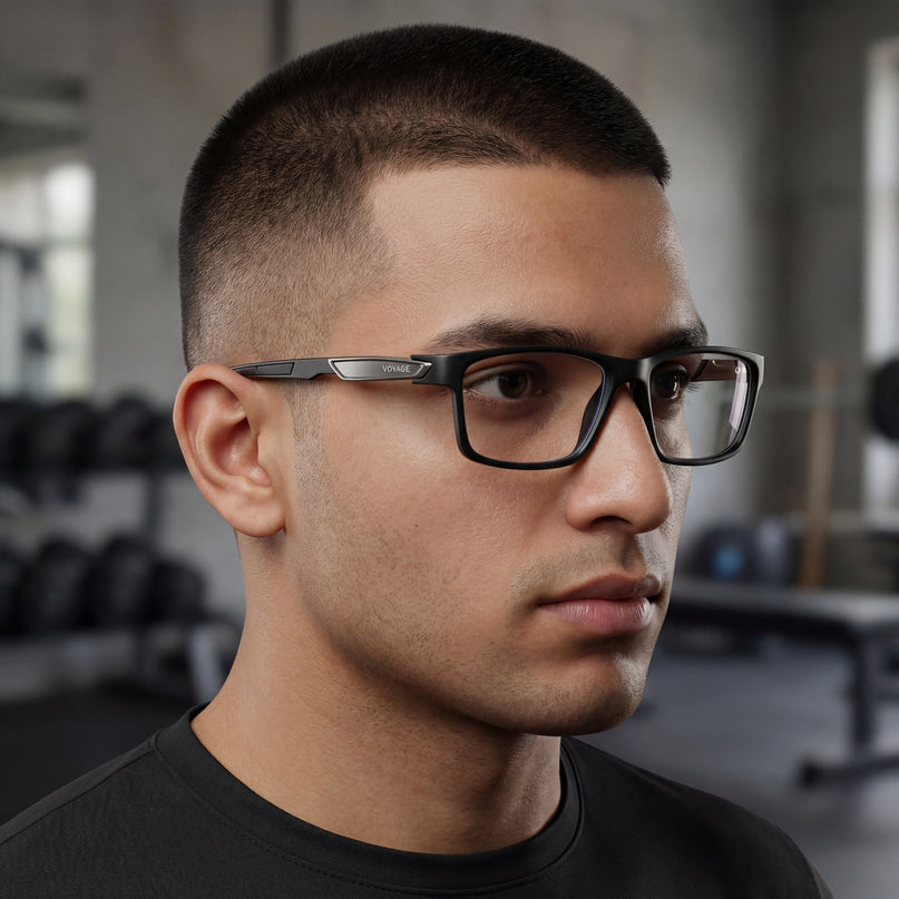 Voyage Striker Black Rectangle Eyeglasses for Men & Women - MG6140-C2