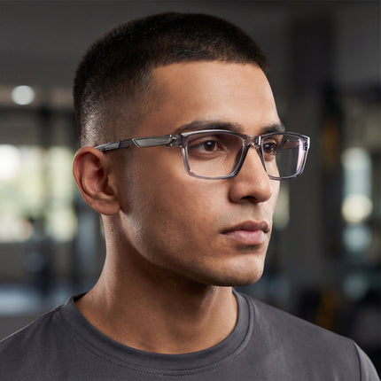 Voyage Striker Grey Rectangle Eyeglasses for Men & Women - MG6142-C4