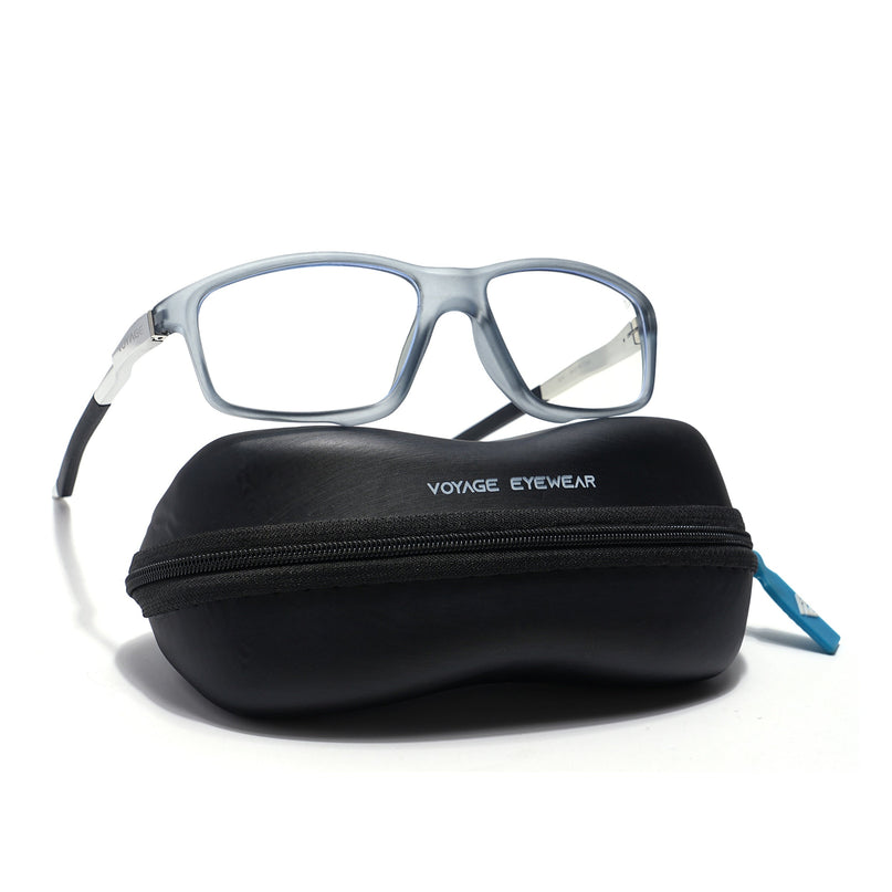 Voyage Striker Light Grey Rectangle Eyeglasses for Men & Women - MG6147-C3