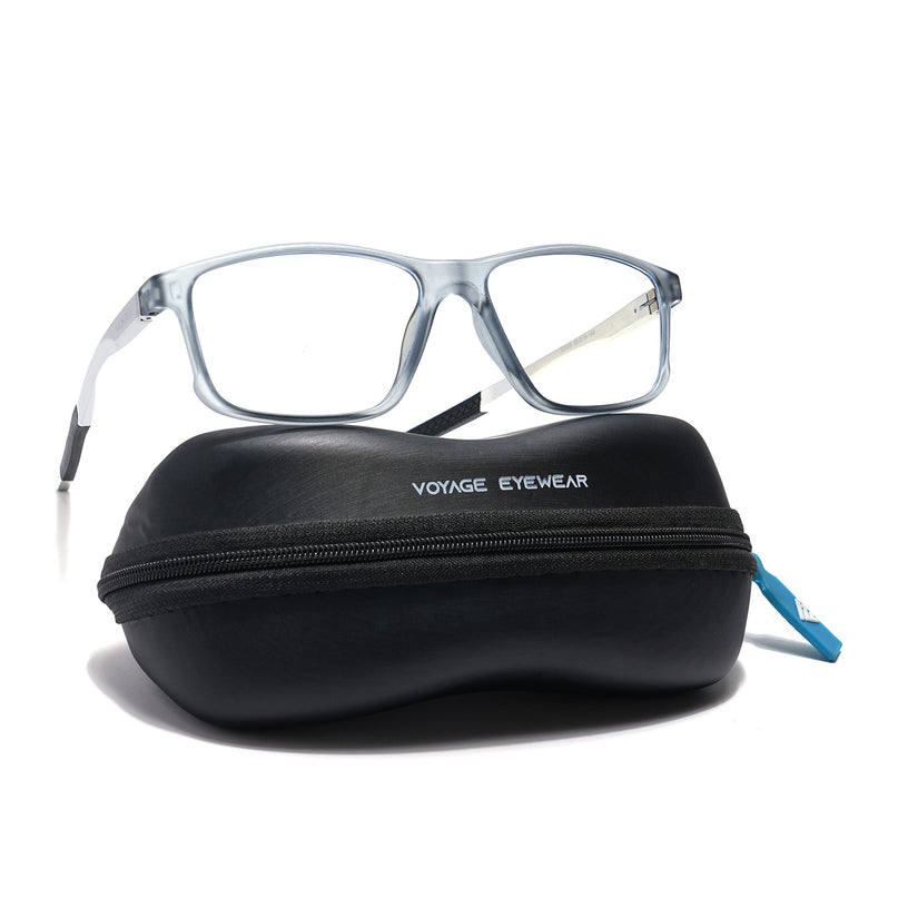 Voyage Striker Light Grey Rectangle Eyeglasses for Men & Women - MG6153-C3