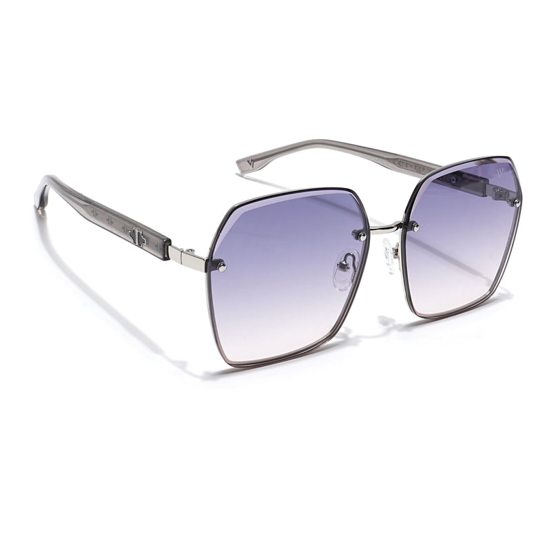 Voyage Select Over Size Sunglasses for Women (Grey & Clear Lens | Silver Frame - SLMG6228)