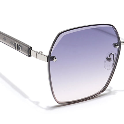 Voyage Select Over Size Sunglasses for Women (Grey & Clear Lens | Silver Frame - SLMG6228)