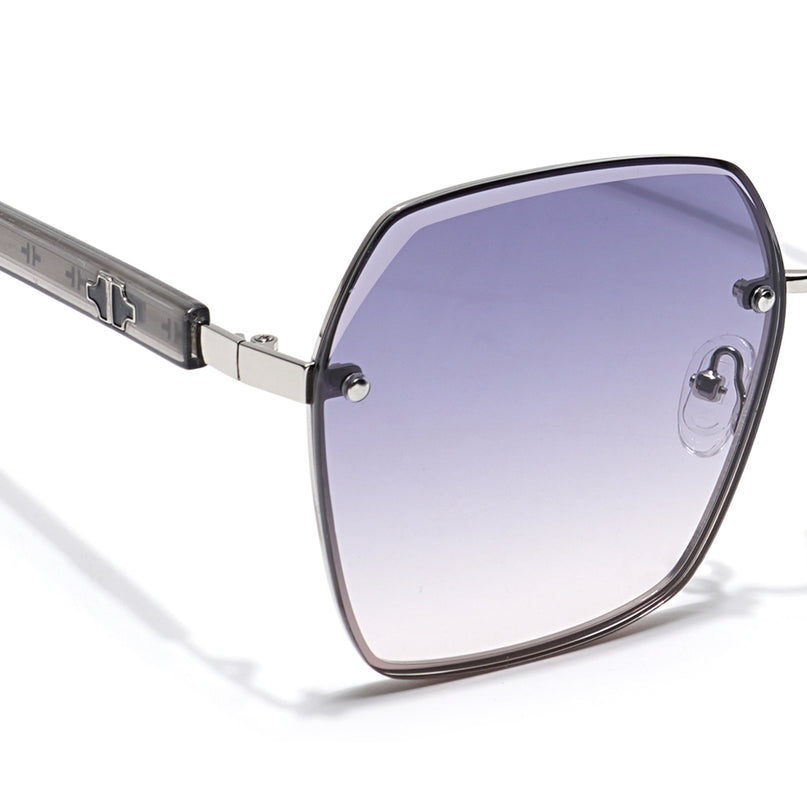 Voyage Select Over Size Sunglasses for Women (Grey & Clear Lens | Silver Frame - SLMG6228)