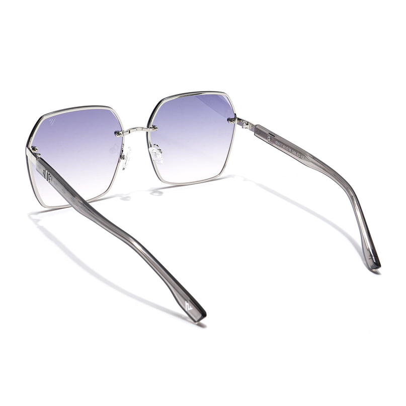Voyage Select Over Size Sunglasses for Women (Grey & Clear Lens | Silver Frame - SLMG6228)