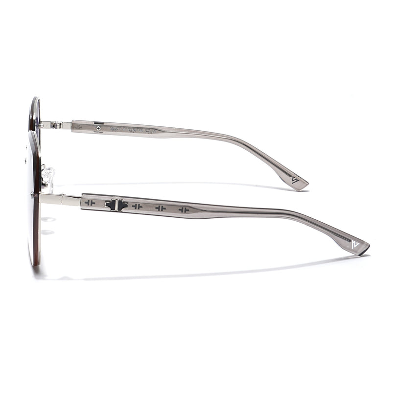 Voyage Select Over Size Sunglasses for Women (Grey & Clear Lens | Silver Frame - SLMG6228)