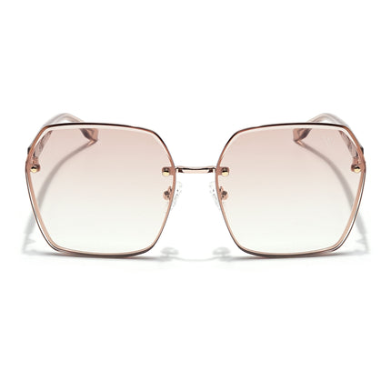 Voyage Select Over Size Sunglasses for Women (Brown & Clear Lens | Golden Frame - SLMG6230)