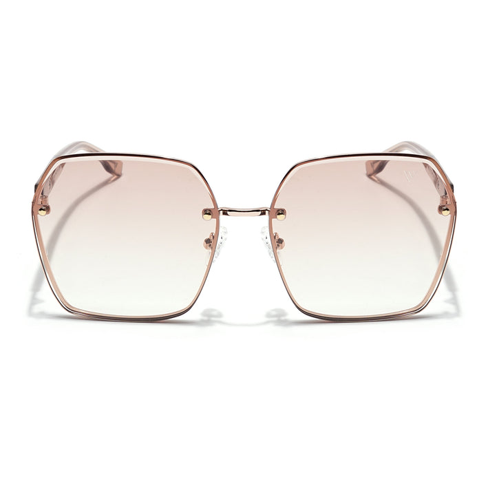 Voyage Select Over Size Sunglasses for Women (Brown & Clear Lens | Golden Frame - SLMG6230)