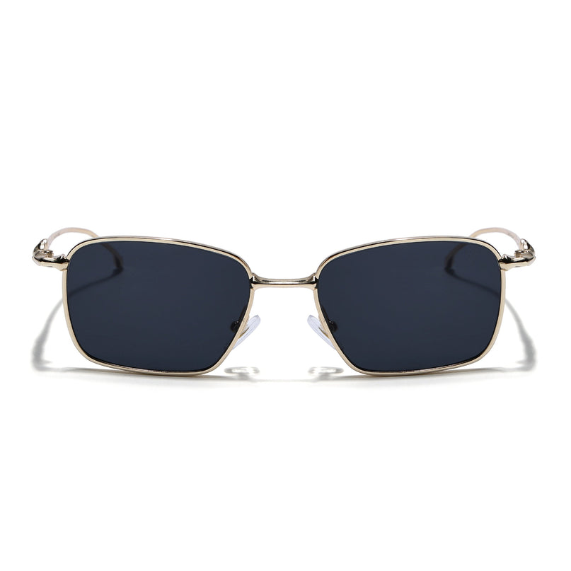 Rectangle Sunglasses for Men & Women (Black Lens | Golden Frame - MG7817)