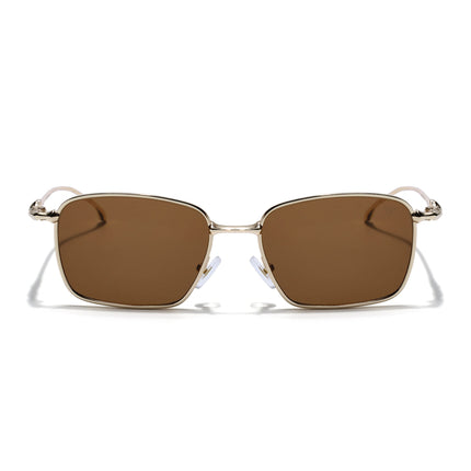 Rectangle Sunglasses for Men & Women (Brown Lens | Golden Frame - MG7818)