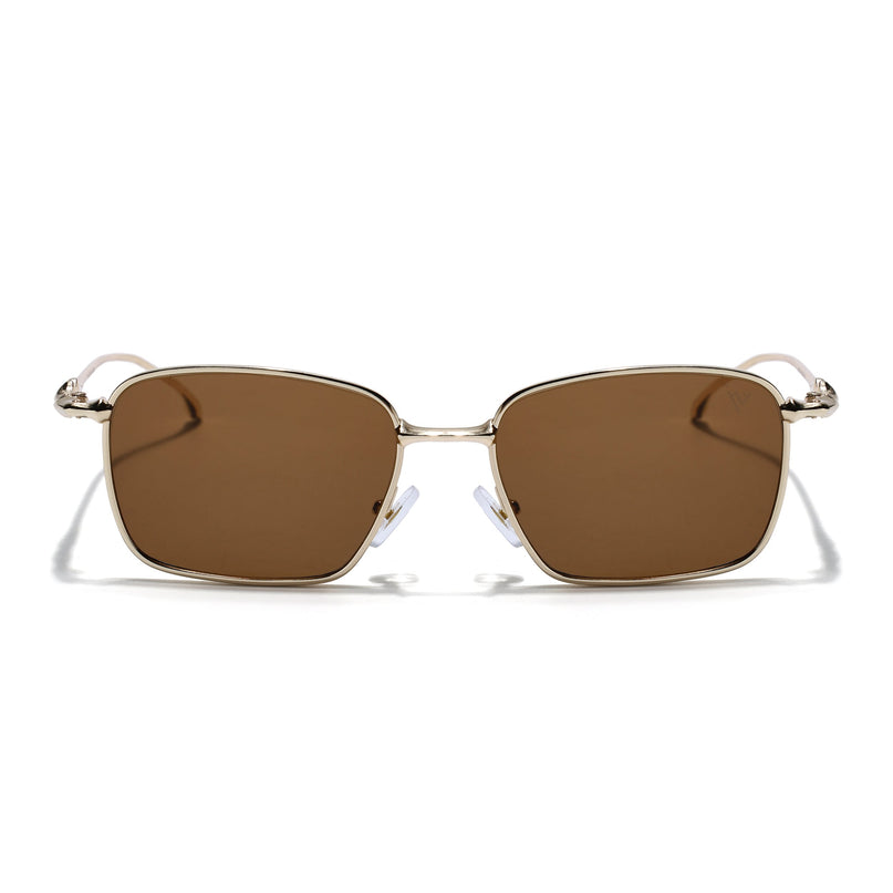 Rectangle Sunglasses for Men & Women (Brown Lens | Golden Frame - MG7818)