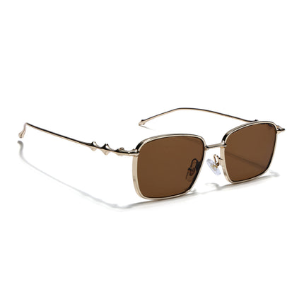Rectangle Sunglasses for Men & Women (Brown Lens | Golden Frame - MG7818)