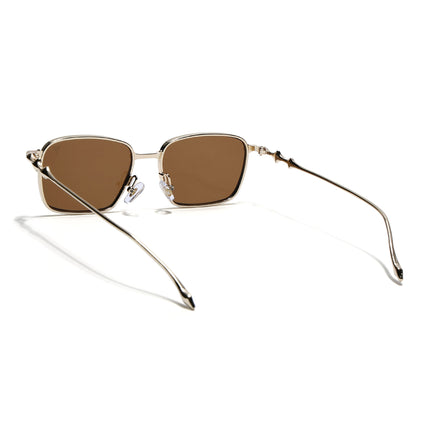 Rectangle Sunglasses for Men & Women (Brown Lens | Golden Frame - MG7818)