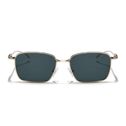 Rectangle Sunglasses for Men & Women (Green Lens | Golden Frame - MG7819)