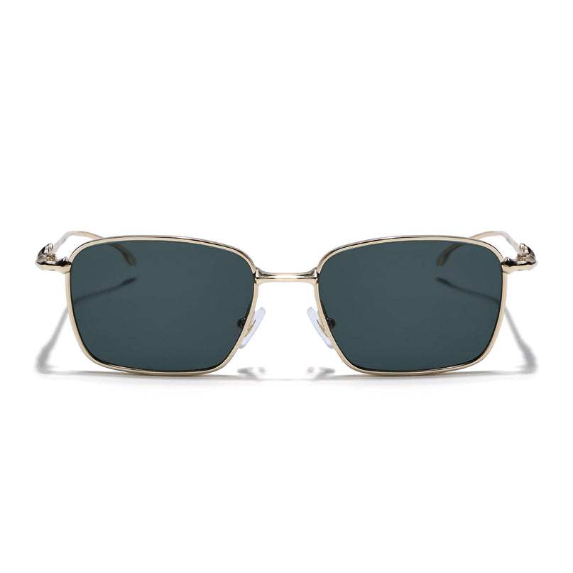 Rectangle Sunglasses for Men & Women (Green Lens | Golden Frame - MG7819)