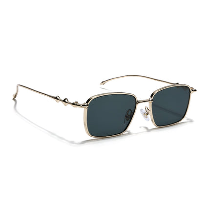 Rectangle Sunglasses for Men & Women (Green Lens | Golden Frame - MG7819)