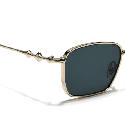 Rectangle Sunglasses for Men & Women (Green Lens | Golden Frame - MG7819)