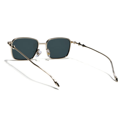 Rectangle Sunglasses for Men & Women (Green Lens | Golden Frame - MG7819)