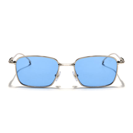 Rectangle Sunglasses for Men & Women (Blue Lens | Golden Frame - MG7820)