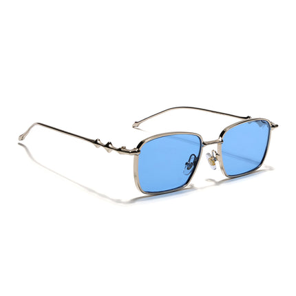 Rectangle Sunglasses for Men & Women (Blue Lens | Golden Frame - MG7820)