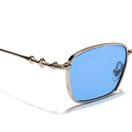 Rectangle Sunglasses for Men & Women (Blue Lens | Golden Frame - MG7820)